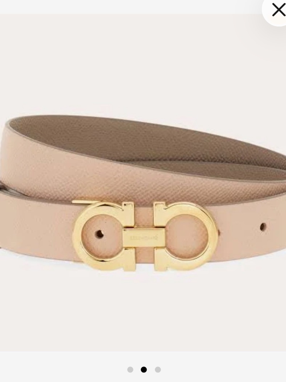 Salvatore Ferragamo Blush Leather Belt with Gold Gancini Buckle